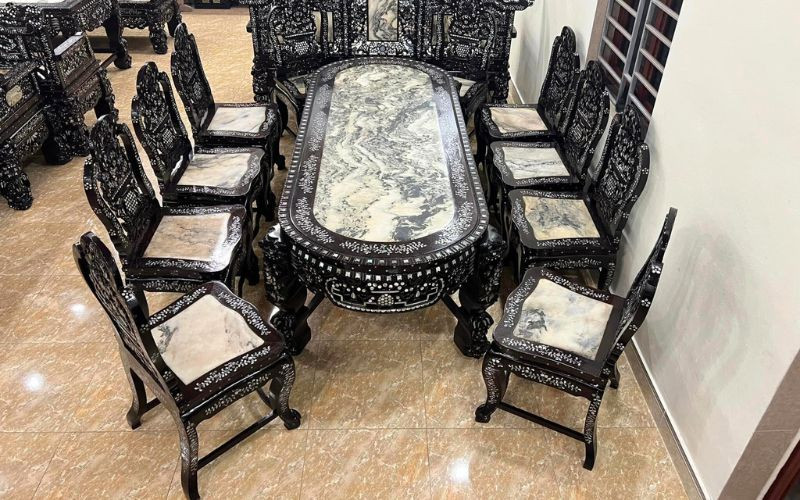 Bộ bàn ăn cẩn ốc xà cừ 11 món