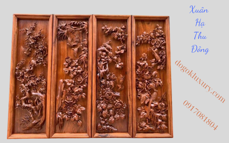 Tranh tứ quý Tùng- Cúc - Trúc - Mai