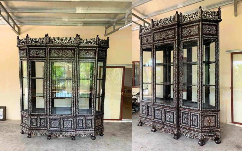 Tủ bày đồ 6 buồng gỗ gụ khảm ốc