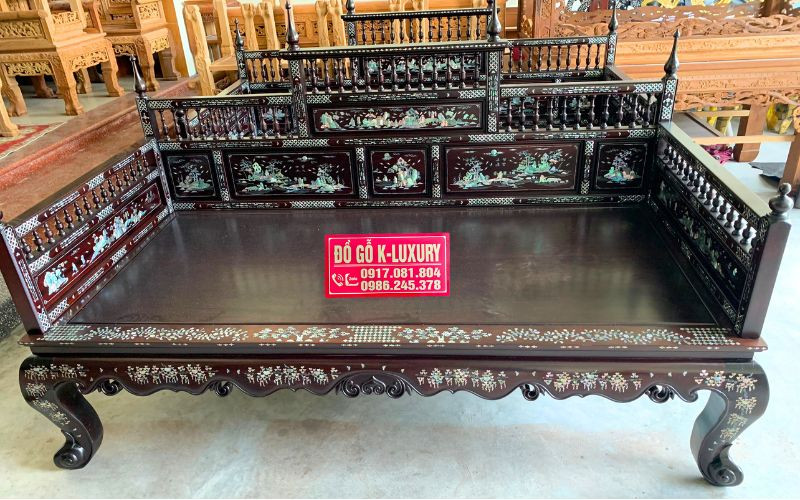 Phương lười gỗ gụ khảm ốc xà cừ